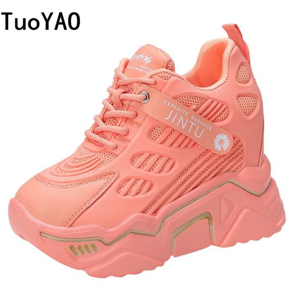 

spring women chunky sneakers ulzzang fashion lace up dad shoes tenis female platform casual shoes white woman trainers .5cm 201111, Black