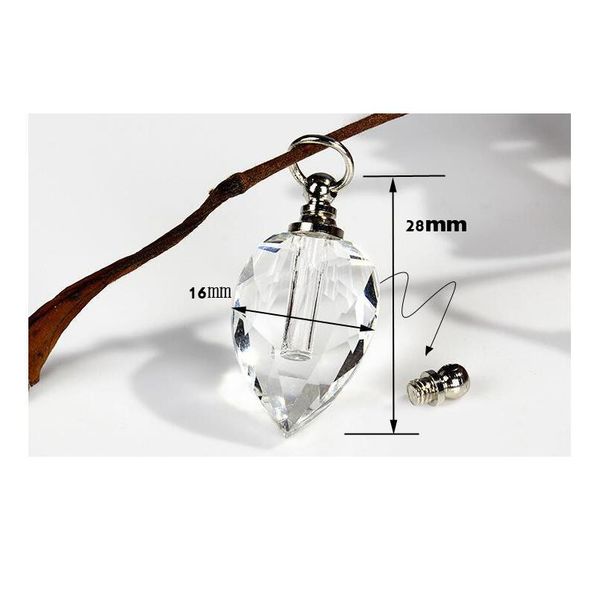 

1pcs heart crystal pendant glass vial charms name on rice bottle perfume oil vials with storage space private bottle s bbyeka, Black