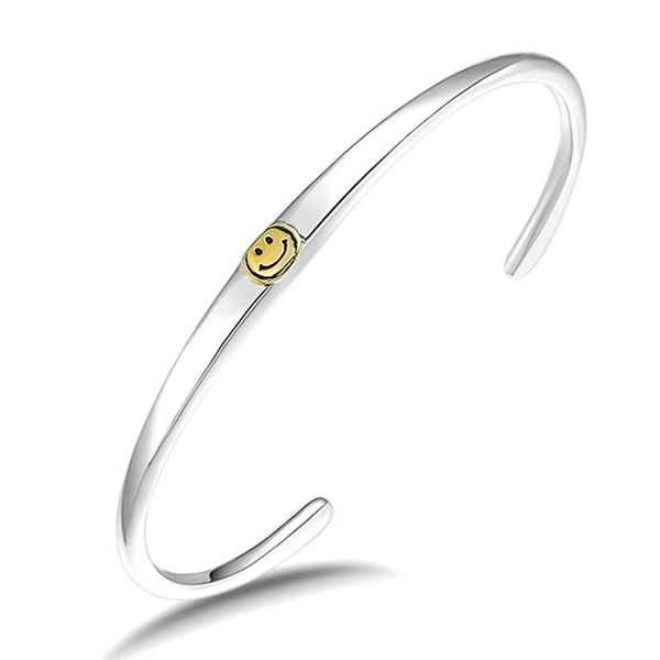 

bangle fashion silver color couples bracelet charm women jewelry vintage simple gold smiling face party accessories gift, Black
