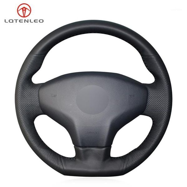 

lqtenleo black genuine leather car steering wheel cover for elysee c-elysee 2014-2020 new elysee 301 2013-20201