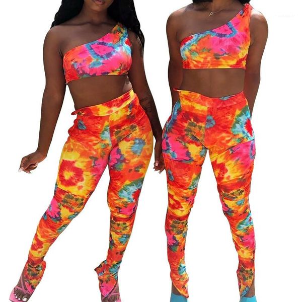 

tracksuits tank long pencil pants womens 2pcs sets casual females clothing womens tie dye, Gray