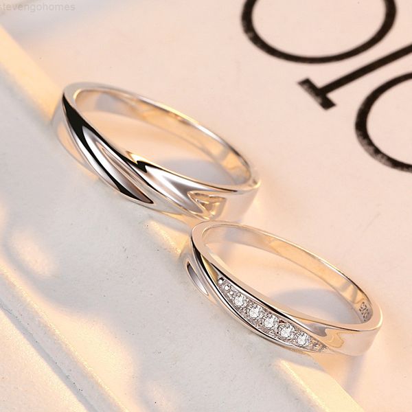 

wave jinhongyu light s925 couple sterling silver korean style simple graceful mens and womens opening adjustable ring