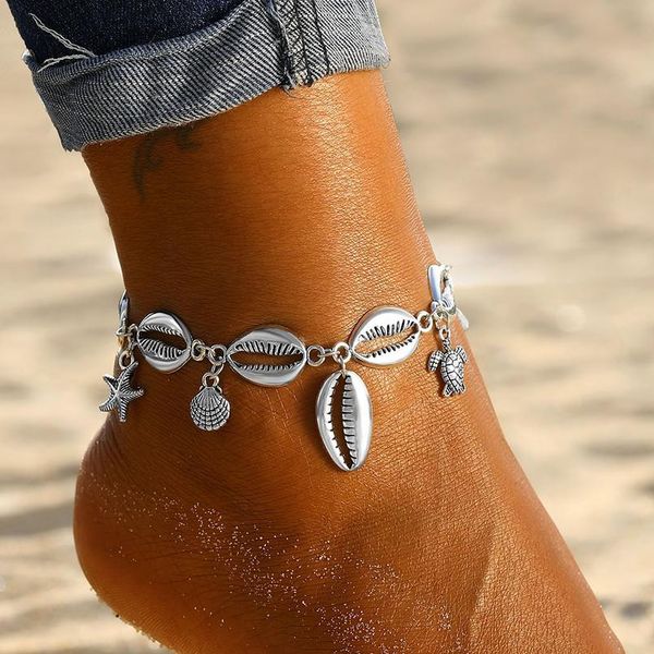 

iparam bohemian vintage shell turtle anklet for women multi-layer beach summer anklet jewelry bracelet foot qyldve, Red;blue