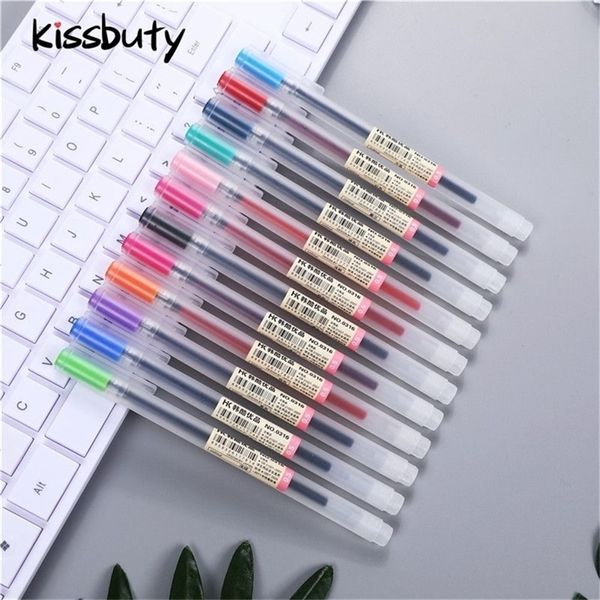 12 Pçs / set Color 0.5mm Gel Pen Set Colors Cores Cute Pens Escola Escola Supply Dias Bullet Conta de mão Pintura de papelaria Pen 201226
