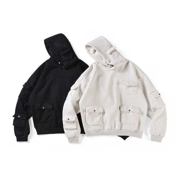 

men's hoodies high street ins same multi bag sweater oversize hoodie, Black
