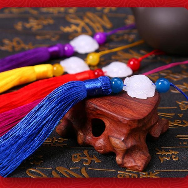 

2pcs multicolor white jade lotus tassels diy jewelry curtain garments decorative accessories key car bag pendant craft tassels h qyloia