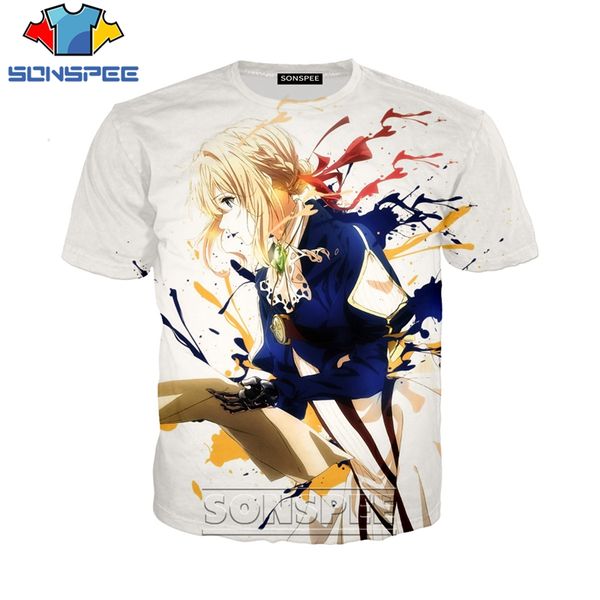 

anime violet evergarden 3d print shirts graphic harajuku hentai men clothing
