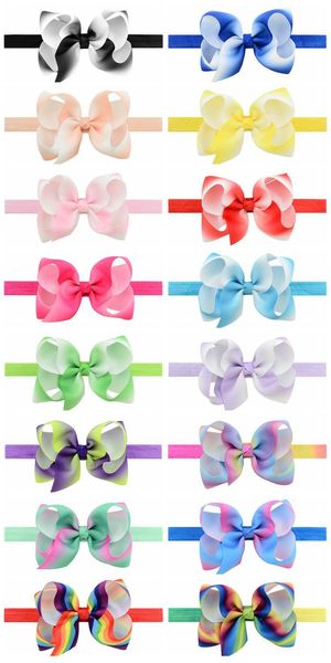 

16pcs/lot 4.3'' colorful rainbow grosgrain ribbon bow headband kids triangle arrow headwear boutique hair accessories 799 q sqcuda