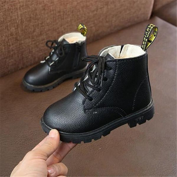 

new children spring autumn shoes waterproof pu leather winter boys girls warm snow boots student black dress kids ankle boots 02 wmtwua