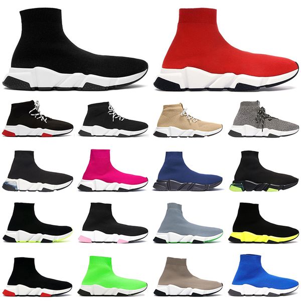 

sock shoes speed trainer men women sneakers high triple black white red cristal beige clearsole fashion mens casual jogging walking