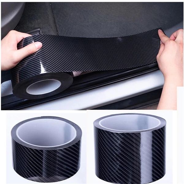 

waist support carbon fiber car door sill sticker scratch proof moulding strip protector protective black, Black;gray