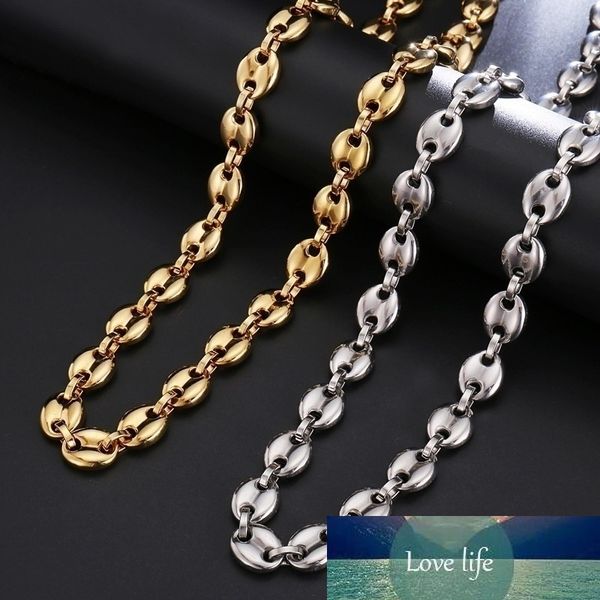 

men punk rock gold color metal coffee beans link chain necklace jewelry, Silver