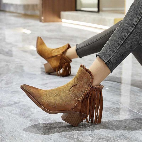 

fvfv] 2021 оптовая продажа больших размеров 36-41ankle boots женские круглые носки осенью зимние сапоги скольжения на кисточке моды высокая, Black