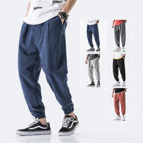 

2021 summer men pants casual mens business trousers thin loose elastic waist japan style pencil pants trousers men1, Black
