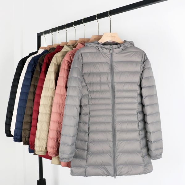 

2021 new matt fabric 5xl 6xl plus long winter ultra light jacket women with hooded down coat female big size coats wz1k, Black