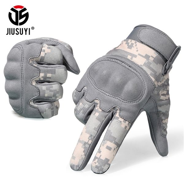 

acu camouflage touch screen tactical gloves military airsoft paintball scombat anti-skid hard knuckle full finger gloves men y200110, Blue;gray