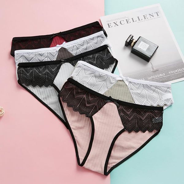 

the new cotton panties women comfortable underwears low-rise underpants female women's panties underwear skin-friendly, Black;pink