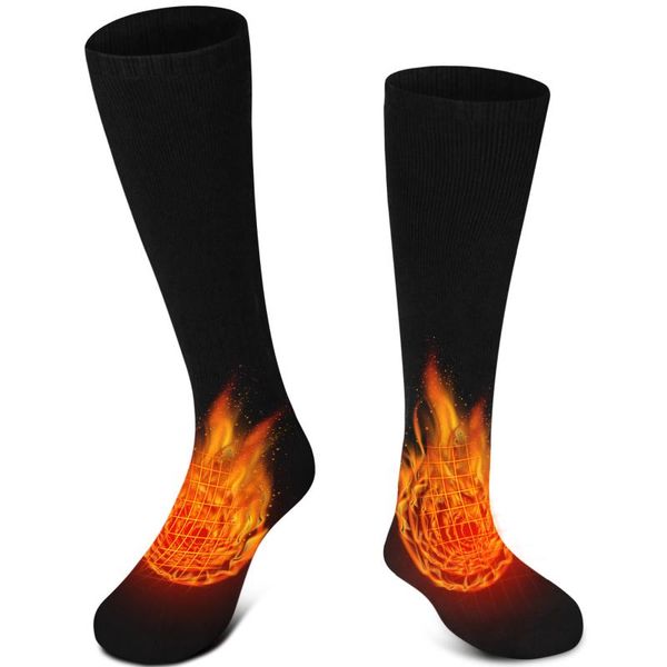 

men women rechargeable electric heated socks battery heat thermal sox,sports outdoor winter novelty warm heating socks, Black