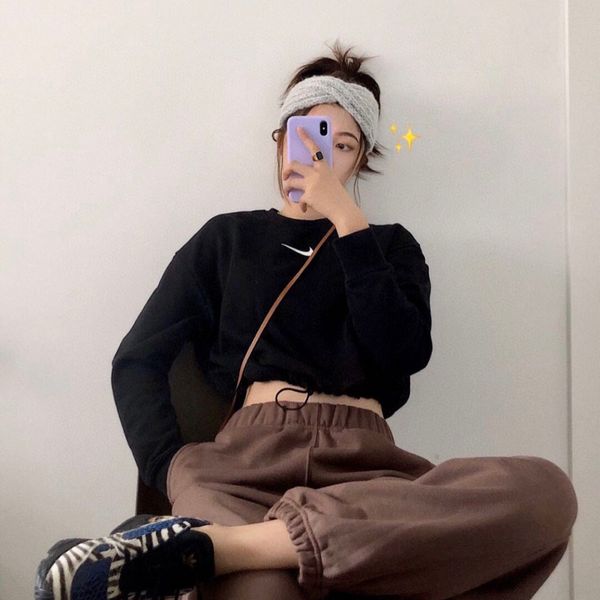 

ncd4z нового шнурка пуловера коротких свитеров top свитер пуловер большого крюк пуп досуг топ sportsstyle yqh0f, Black