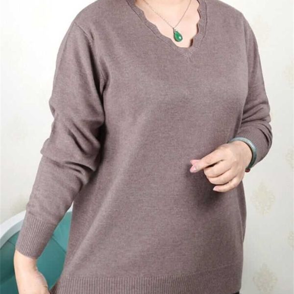 

plus size women clothing 5xl 6xl7xl 8xl 9xl large size middle aged clothes mother cashmere sweater knitted shirt long sleeve y200106, White;black