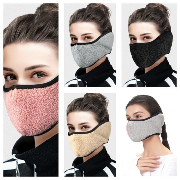 

winter warm face mask adults berber fleece masks dust-proof reusable fashion face masks cycling ear protection mouth-muffle f102102