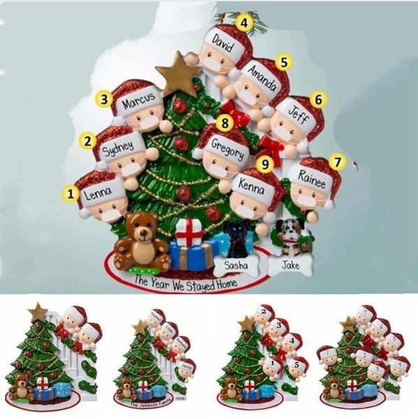 

2020 christmas pendant family of 2-9 hand sanitized xmas tree diy name blessing hanging ornaments gift christmas decoration ljjp5765ufx
