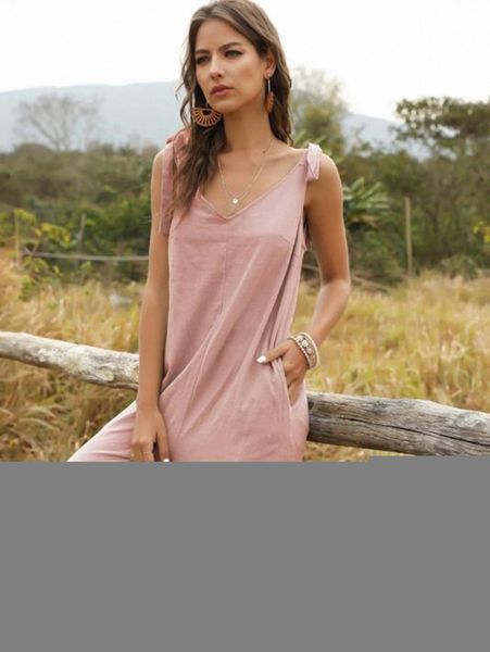 

tie shoulder wide leg jumpsuit t6cf#, White