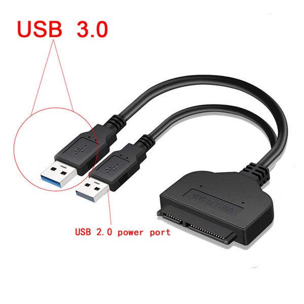 Cavo adattatore USB 3.0 da USB 2.0 a SATA da 22 pin per convertitore di unità disco rigido di alimentazione esterna HDD da 2,5 / 3,5 pollici