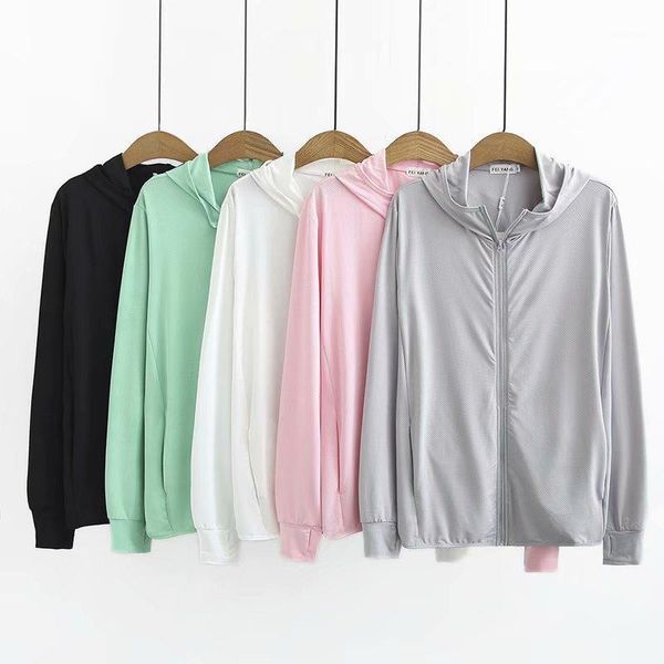 

2020 spring summer plus size women jacket loose long sleeve hooded sun protection clothing fashion solid thin ladies jacket h3731, Black;brown