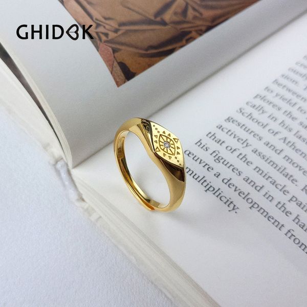 

ghidbk s925 silver дьявольский глаз cz регулируемое геометрическая цирконий open rings минималистский себе кольцо модные ювелирные изделия