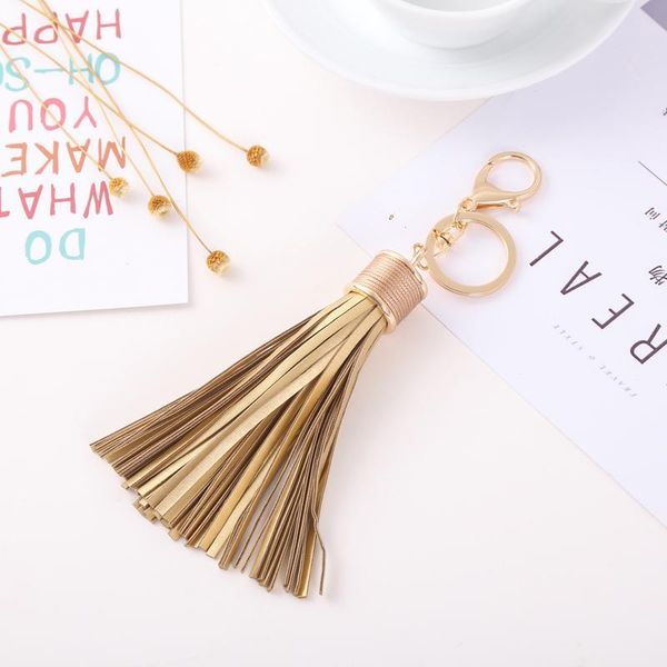 

leather tassels key chain with two tassels for car keychain for women bag key ring jewelry ch3507 h bbyivj, Slivery;golden
