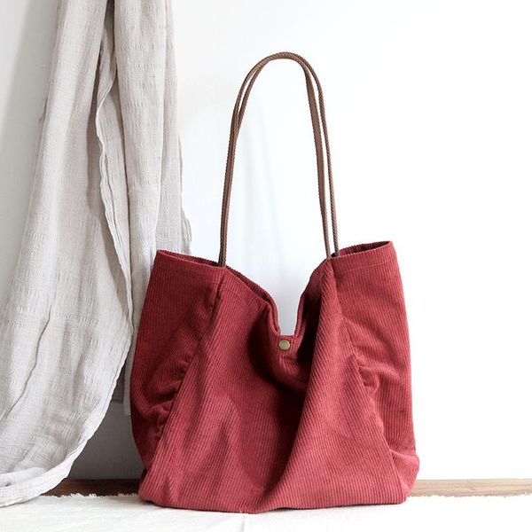 

women cloth bag literary ladies shoulder bag female 2020 new autumn winter corduroy canvas all match large tote bags