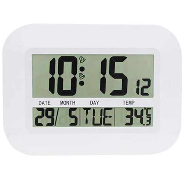 

digital wall clock battery operated simple large lcd alarm clock temperature calendar date day for home office