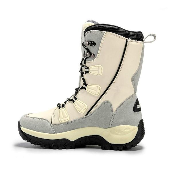 

pu upper fashionable women boots winter boots mid-calf women's comfortable waterproof lace-up1, Black