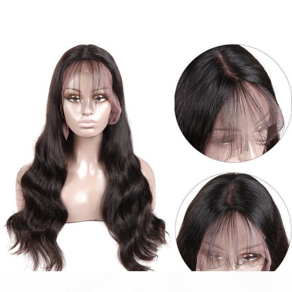 

brazilian 360 lace frontal wigs pre plucked with baby hair full brazilian body wave human hair lace front long wigs for black women, Black;brown