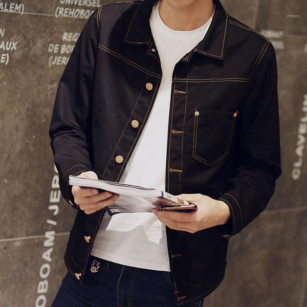 

maggie's walker spring new casual solid color slimming series bright line handsome student denim jacket1, Black;brown