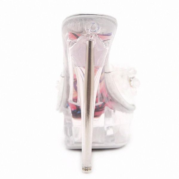

women shoes diamond high-heeled 14cm sandals slippers crystal slide waterproof non slip bottom thick summer female sandals #ca8u, Black