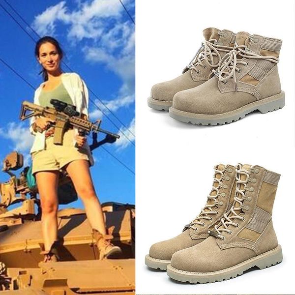 

leather boots girl desert dr wolf warriors outdoor combat couples shoes lady -40, Black