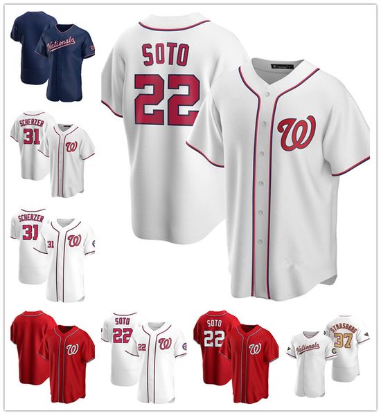 

nationals men scherzer white gold-trimmed championship stephen strasburg soto home baseball jersey, Black
