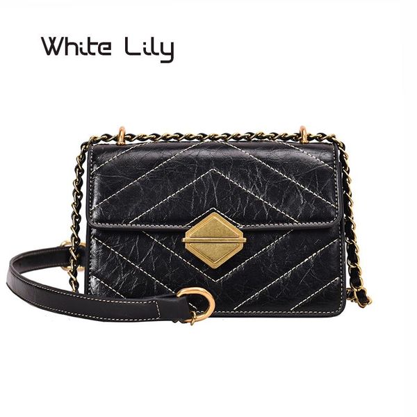 

fashion women's pu leather chain striped crossbody bag ladies shoulder bag messenger handbag