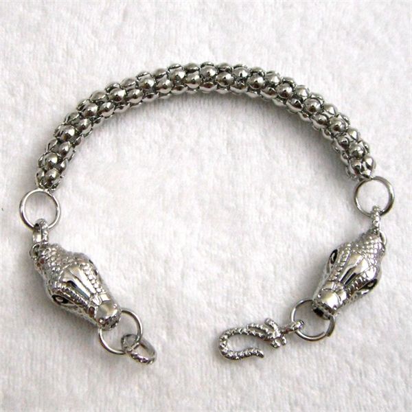 

amphisbaena double head snake white gp bracelet bangle 3038 0930 q1216, Black