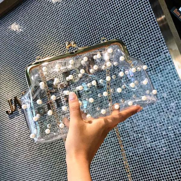 

2020 new ladies fashion solid color handbag jelly package transparent diagonal package sac transparent femme #b