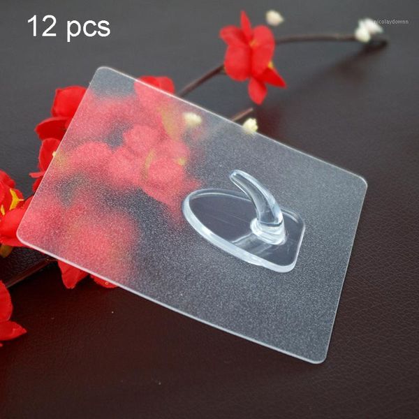 

hooks & rails self adhesive door no trace kitchen multifunction bathroom reusable transparent anti skid ceiling wall hook frosted strong1