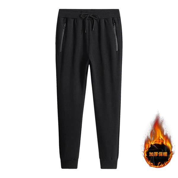 

autumn and winter men's new plush casual korean band pants, simple sports pants for young students, Black