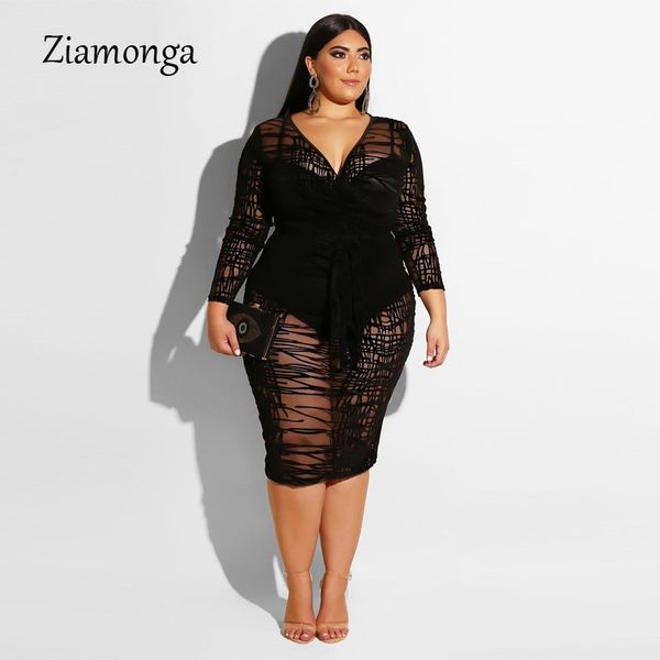 

ziamonga plus size xxxl 4xl long sleeve lace dress women bodycon long club party dress big size clubwear bandage dress t200320, Black;pink