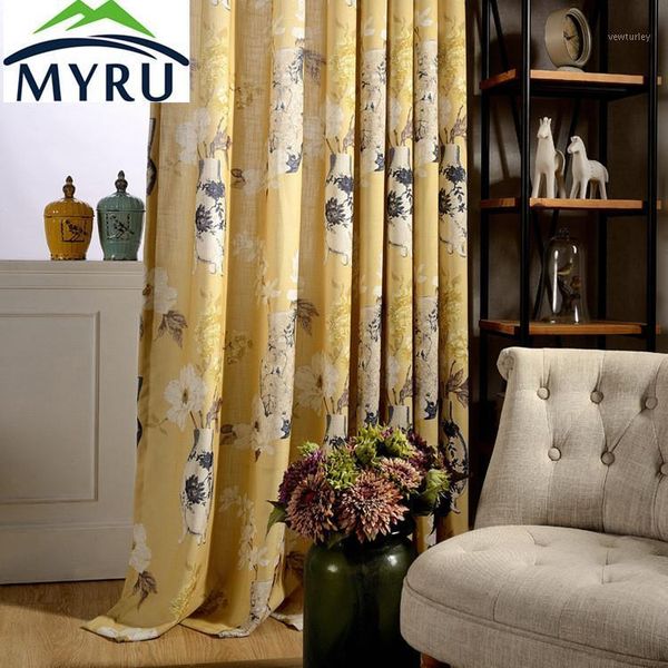 

curtain & drapes myru pastoral beautiful flowers printing for bedroom1