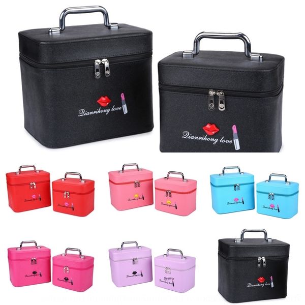 

mmkow portable and blue wash two-piece case portable bag storage cosmetic case red lip cosmetic cute wash bag emmfi