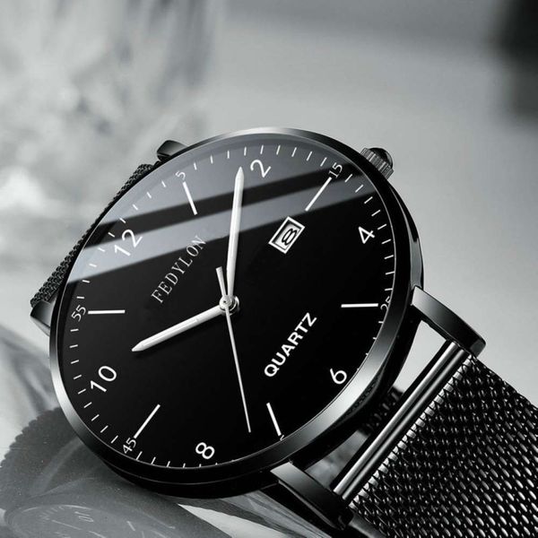 

watch waterproof new mesh belt men's student steel band korean fashion trend waterproof luminous watch men's watch, Slivery;brown