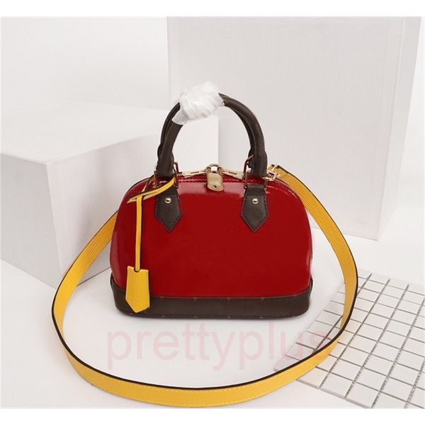 

original designer luxury handbags purses alma bb bag women brand tote toron patent leather shell bag real leather shoulder bags
