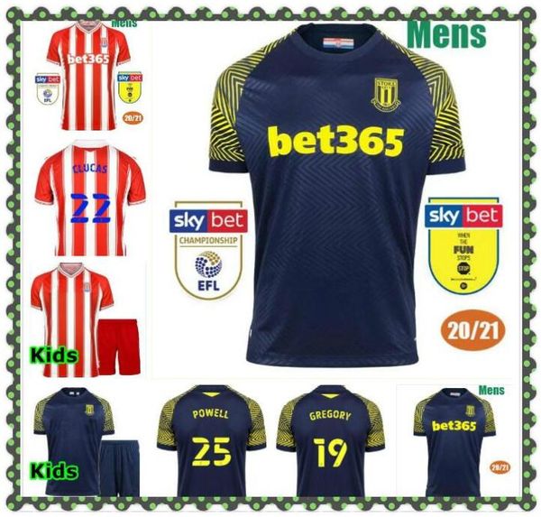 

men kids kit 20 21 stoke city soccer jerseys clucas 2020 2021 gregory powell campbell football shirt mcclean vokes afobe jersey, Black;yellow